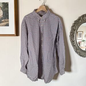 Polo Ralph Lauren Men's 2XLT Tall Maroon & Blue 100% Cotton L/S Plaid Shirt